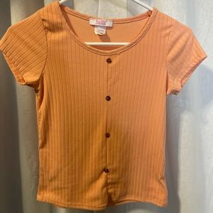 peach girls ribbed top